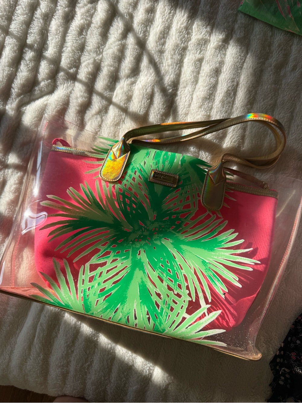 Lilly Pulitzer Julie Silk Caftan in size L with matching 2 piece beach bag - Picture 7 of 11